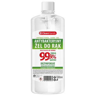 Żel antybakteryjny 1000ml z Aloesem i Prowitaminą B5 Zapas CleanHands