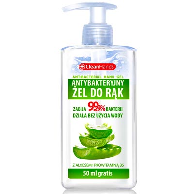 Żel antybakteryjny 300ml z Aloesem i Prowitaminą B5 CleanHands
